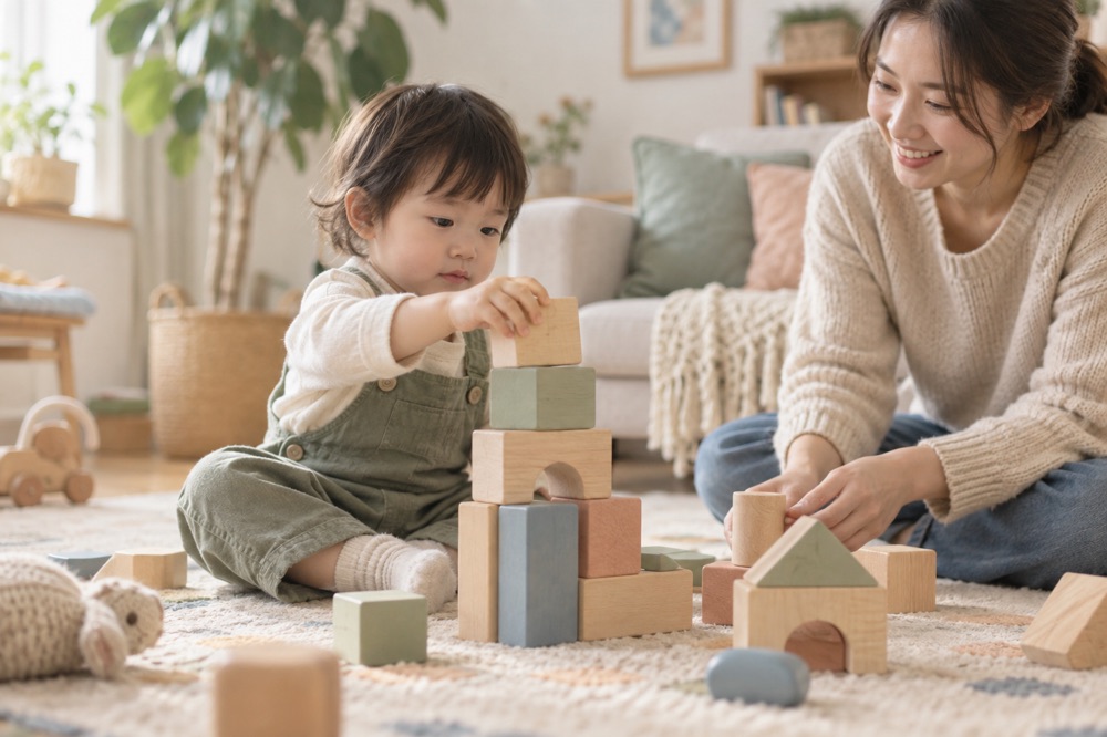 幼儿搭建积木塔