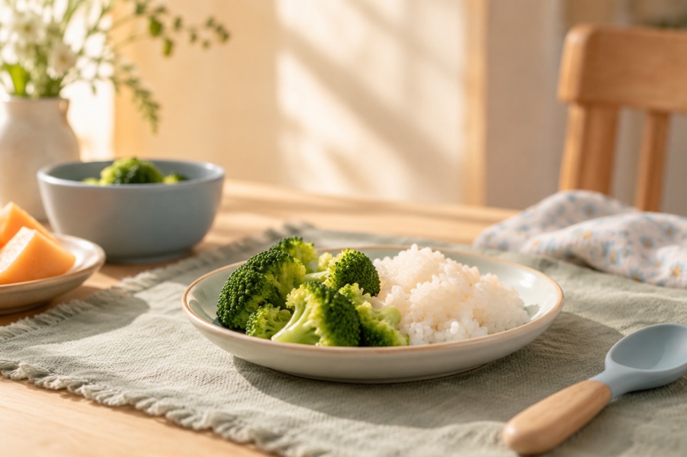 软熟西兰花与米饭