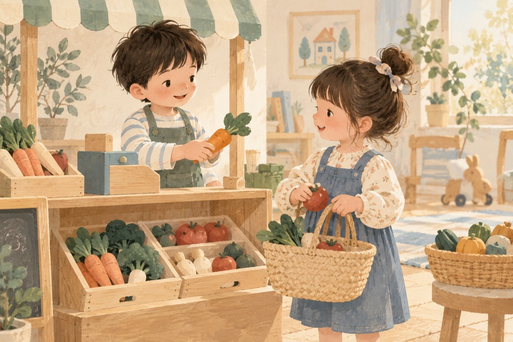 孩子玩买菜角色游戏